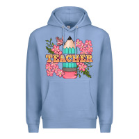 Colony Blue teacher floral pencil Premium Hoodie - BundleAndBundleShop