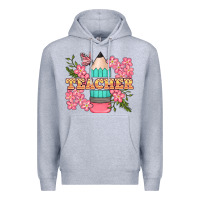 Heather Grey teacher floral pencil Premium Hoodie - BundleAndBundleShop