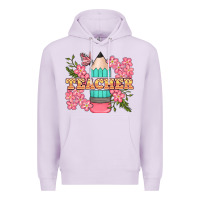 Lilac teacher floral pencil Premium Hoodie - BundleAndBundleShop
