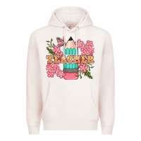 Pale Pink teacher floral pencil Premium Hoodie - BundleAndBundleShop