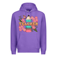 Purple teacher floral pencil Premium Hoodie - BundleAndBundleShop
