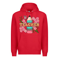 Red teacher floral pencil Premium Hoodie - BundleAndBundleShop