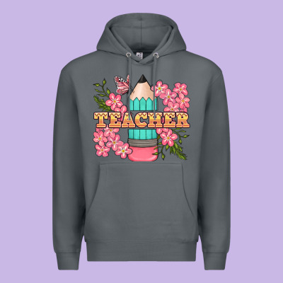 Teacher Floral Pencil Premium Hoodie Designed By Bundleandbundleshop