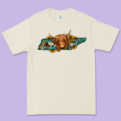 Tennessee Map Long Haired Cow Premium Tee Designed By Jasminsmagicworld