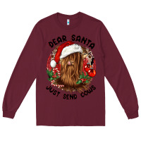 Burgundy dear santa just send cows Long Sleeve Tee - CowGirlArtShop