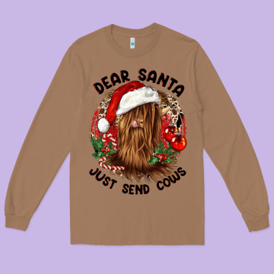 Dear Santa Just Send Cows Long Sleeve Tee Designed By Cowgirlartshop