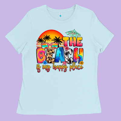 The Beach Is My Happy Place Ladies Tee Designed By Artiststas