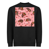 Black valentines day strawberries in cream seamless pattern Heavyweight Sweatshirt - BundleAndBundleShop