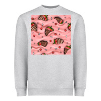 Heather Grey valentines day strawberries in cream seamless pattern Heavyweight Sweatshirt - BundleAndBundleShop