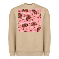 Mushroom valentines day strawberries in cream seamless pattern Heavyweight Sweatshirt - BundleAndBundleShop