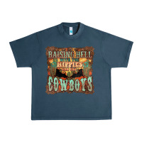 Midnight Navy Raising hell with the hippies and the cowboys Urban Heavy Tee - HowdyJamesFarm