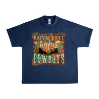Navy Raising hell with the hippies and the cowboys Urban Heavy Tee - HowdyJamesFarm