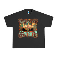 Pigment Black Raising hell with the hippies and the cowboys Urban Heavy Tee - HowdyJamesFarm