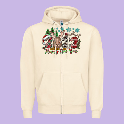 2023 Happy New Year Zipper Hoodie Designed By Cowhidedigitalart