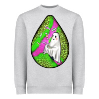 Heather Grey halloween ghost teardrop Heavyweight Sweatshirt - BundleAndBundleShop