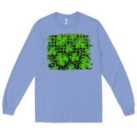 Colony Blue st patrick's day shamrock and plaid distressed background Long Sleeve Tee - RanaPortraitStore
