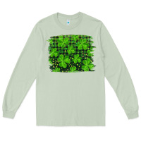 Matcha st patrick's day shamrock and plaid distressed background Long Sleeve Tee - RanaPortraitStore