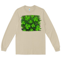 Mushroom st patrick's day shamrock and plaid distressed background Long Sleeve Tee - RanaPortraitStore