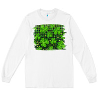 White st patrick's day shamrock and plaid distressed background Long Sleeve Tee - RanaPortraitStore