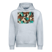 Heather Grey turquoise glitter cowhide background Urban Hoodie - BarkalooDesign