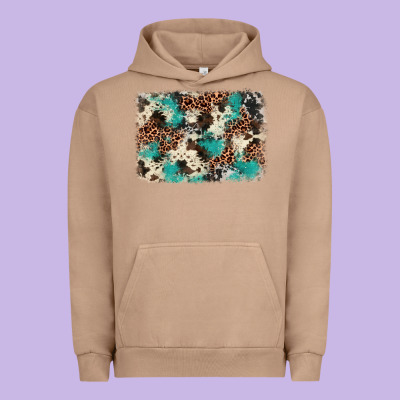 Turquoise Glitter Cowhide Background Urban Hoodie Designed By Barkaloodesign