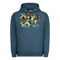Pigment Midnight Navy turquoise glitter cowhide background Urban Hoodie - BarkalooDesign