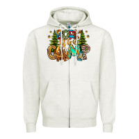 Oatmeal Heather Born To Camp Zipper Hoodie - CowhideDigitalArt