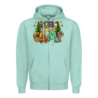 Seafoam Born To Camp Zipper Hoodie - CowhideDigitalArt