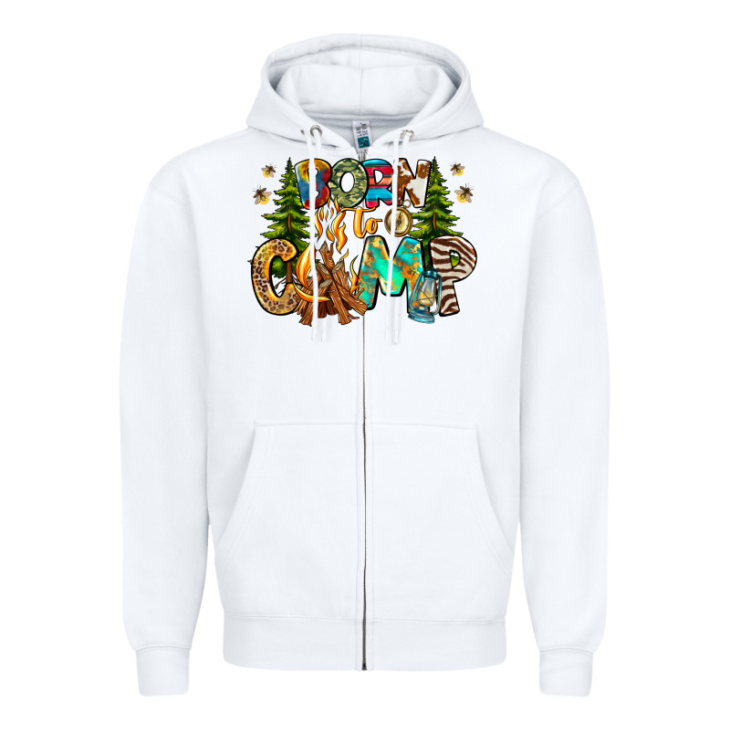 Born To Camp Zipper Hoodie by CowhideDigitalArt | Teevron