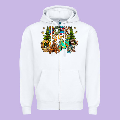 Born To Camp Zipper Hoodie Designed By Cowhidedigitalart