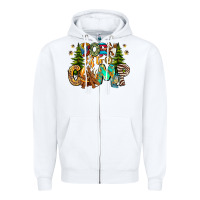 White Born To Camp Zipper Hoodie - CowhideDigitalArt