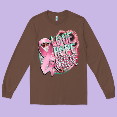 Love Hope Cure Long Sleeve Tee Designed By Cowgirlartshop