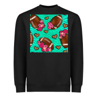 Black american football roses and hearts seamless pattern Heavyweight Sweatshirt - BundleAndBundleShop