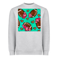 Heather Grey american football roses and hearts seamless pattern Heavyweight Sweatshirt - BundleAndBundleShop