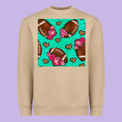 American Football Roses And Hearts Seamless Pattern Heavyweight Sweatshirt Designed By Bundleandbundleshop