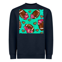 Navy american football roses and hearts seamless pattern Heavyweight Sweatshirt - BundleAndBundleShop