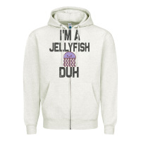 Oatmeal Heather i m a jellyfish duh halloween costume Zipper Hoodie - lanVoArt