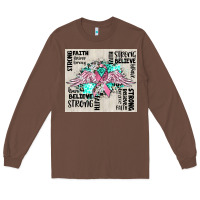 Chestnut cancer ribbon with angel wings Long Sleeve Tee - CowGirlArtShop