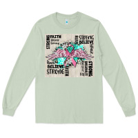Matcha cancer ribbon with angel wings Long Sleeve Tee - CowGirlArtShop