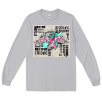 Moon Dust cancer ribbon with angel wings Long Sleeve Tee - CowGirlArtShop