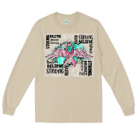 Mushroom cancer ribbon with angel wings Long Sleeve Tee - CowGirlArtShop