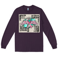 Plum cancer ribbon with angel wings Long Sleeve Tee - CowGirlArtShop
