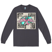 Smoke cancer ribbon with angel wings Long Sleeve Tee - CowGirlArtShop