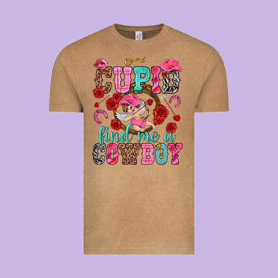 Cupid Find Me A Cowboy Valentine's Day Vintage Tee Designed By Howdyjamesfarm