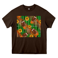 Chocolate Brown american football with sunflower tumbler Heavy Core Tee - BundleAndBundleShop