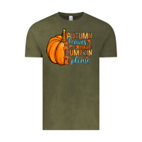 Vintage Olive Autumn leaves and pumpkin please Vintage Tee - RanaPortraitStore