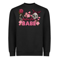 Black Valentine Babe Valentine's Day Skull Heavyweight Sweatshirt - FaDigitalArtStudio