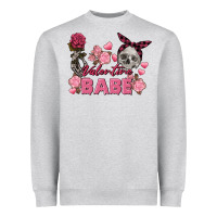 Heather Grey Valentine Babe Valentine's Day Skull Heavyweight Sweatshirt - FaDigitalArtStudio