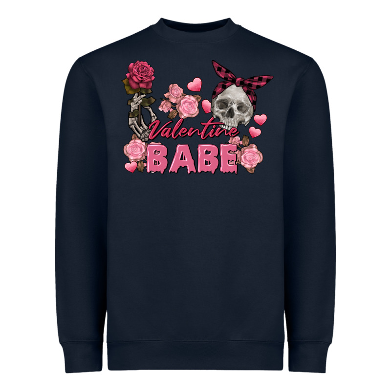 Valentine Babe Valentine's Day Skull Heavyweight Sweatshirt by FaDigitalArtStudio | Teevron