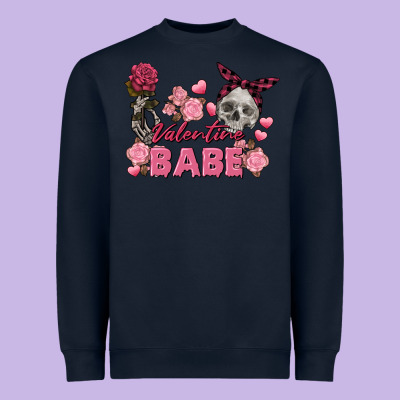 Valentine Babe Valentine's Day Skull Heavyweight Sweatshirt Designed By Fadigitalartstudio